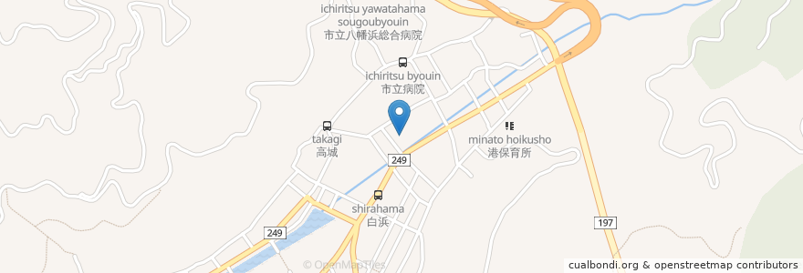 Mapa de ubicacion de 松山地方裁判所八幡浜簡易裁判所 en Japón, Prefectura De Ehime, 八幡浜市.