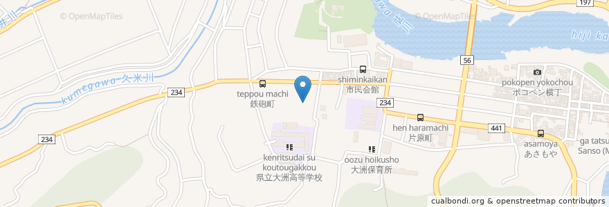 Mapa de ubicacion de 松山地方裁判所大洲検察審査会 en اليابان, 愛媛県, 大洲市.