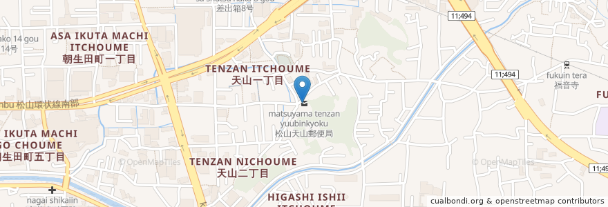 Mapa de ubicacion de 松山天山郵便局 en Japón, Prefectura De Ehime, 松山市.