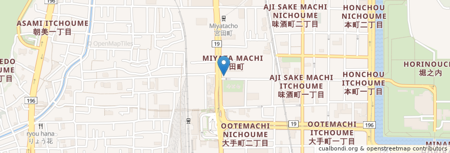 Mapa de ubicacion de 松山宮田郵便局 en Япония, Эхимэ, 松山市.