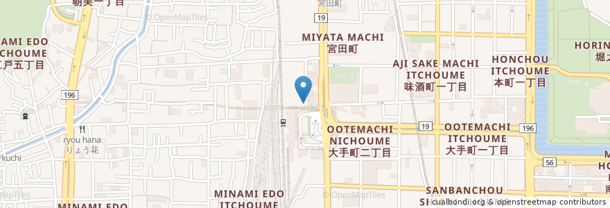 Mapa de ubicacion de 松山東警察署松山駅前交番 en Japonya, 愛媛県, 松山市.