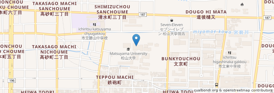 Mapa de ubicacion de 松山短期大学 en 日本, 愛媛県, 松山市.