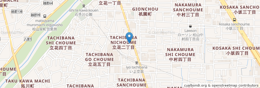Mapa de ubicacion de 松山立花郵便局 en اليابان, 愛媛県, 松山市.
