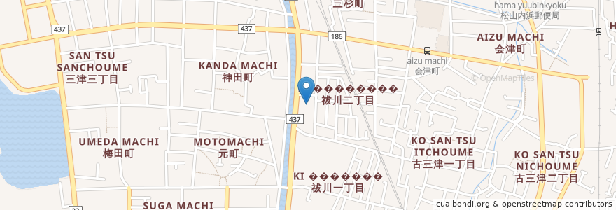 Mapa de ubicacion de 松山西警察署みつ交番 en Japan, 愛媛県, 松山市.
