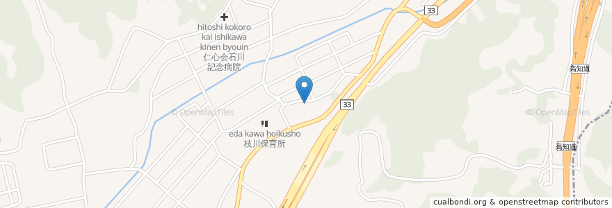 Mapa de ubicacion de 枝川幼稚園 en Япония, Коти, 吾川郡, いの町.