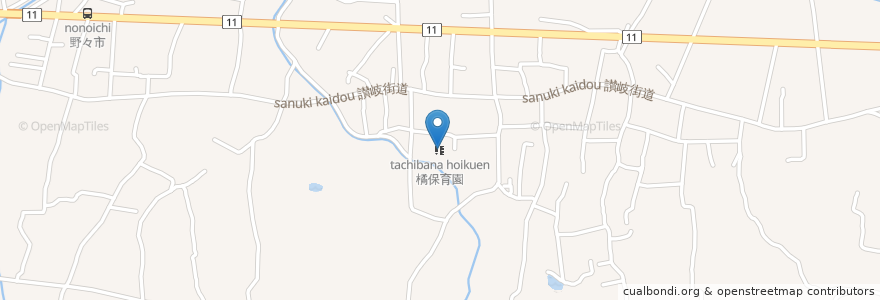 Mapa de ubicacion de 橘保育園 en 日本, 愛媛県, 西条市.