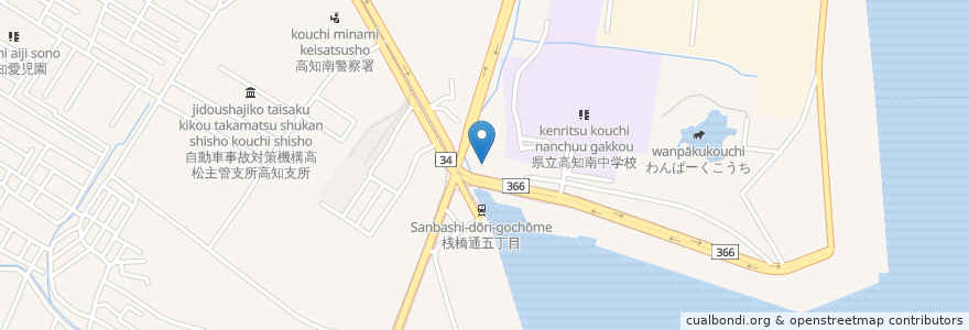 Mapa de ubicacion de 水産総合研究センター中央水産研究所高知庁舎 en Japón, Prefectura De Kōchi, 高知市.