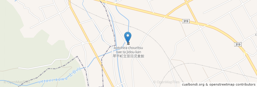 Mapa de ubicacion de 琴平町立苗田児童館 en Japão, 香川県, 仲多度郡, 琴平町.