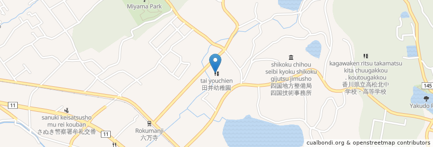 Mapa de ubicacion de 田井幼稚園 en Japan, Kagawa Prefecture, Takamatsu.