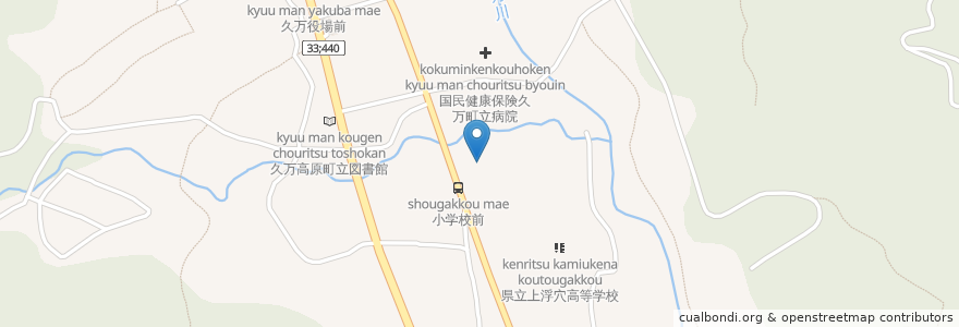 Mapa de ubicacion de 町立久万小学校 en 일본, 에히메현, 上浮穴郡, 久万高原町.