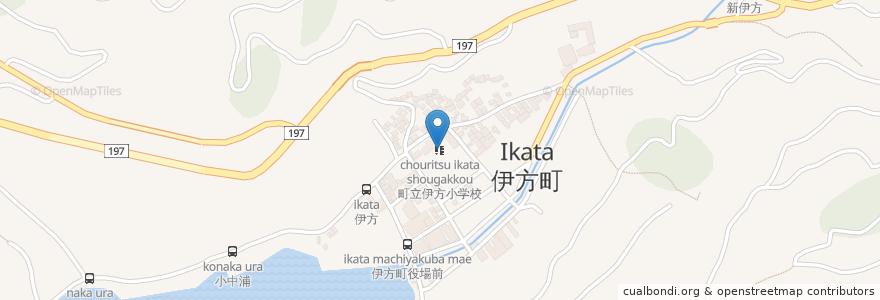 Mapa de ubicacion de 町立伊方小学校 en 日本, 愛媛県, 西宇和郡, 伊方町.