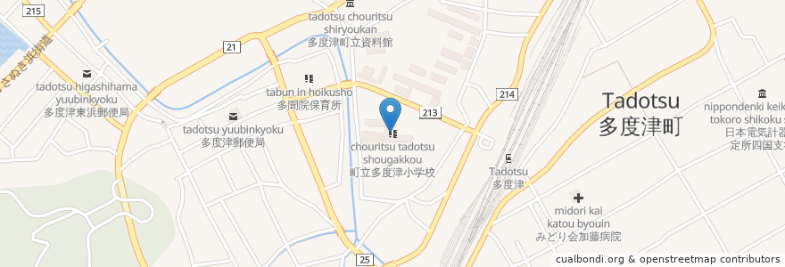 Mapa de ubicacion de 町立多度津小学校 en Japan, 香川県, 仲多度郡, 多度津町.