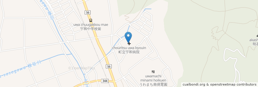 Mapa de ubicacion de 町立宇和病院 en Japon, Préfecture D'Ehime, 西予市.