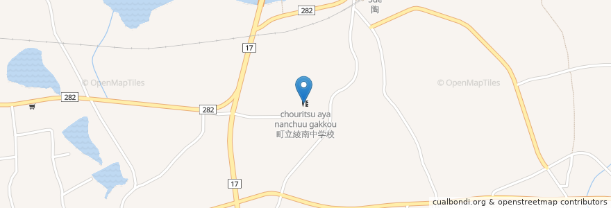 Mapa de ubicacion de 町立綾南中学校 en Japan, 香川県, 綾歌郡, 綾川町.