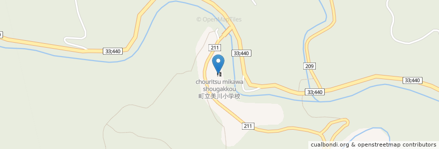 Mapa de ubicacion de 町立美川小学校 en Japonya, 愛媛県, 上浮穴郡, 久万高原町.