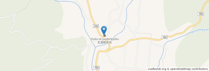 Mapa de ubicacion de 直瀬郵便局 en 일본, 에히메현, 上浮穴郡, 久万高原町.