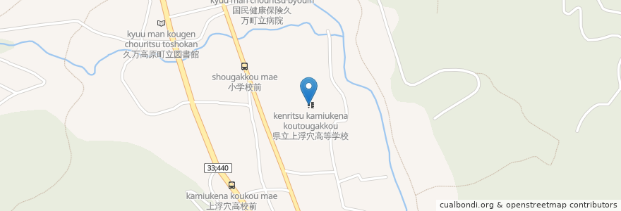 Mapa de ubicacion de 県立上浮穴高等学校 en Japan, 愛媛県, 上浮穴郡, 久万高原町.