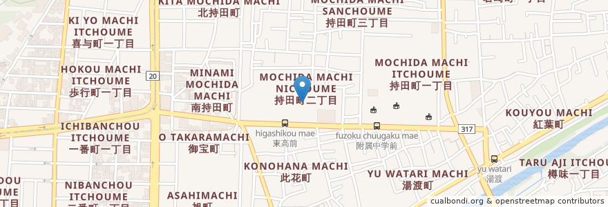 Mapa de ubicacion de 県立松山東高等学校 en Japon, Préfecture D'Ehime, 松山市.