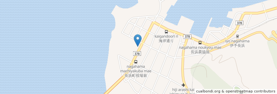 Mapa de ubicacion de 県立長浜高等学校 en 일본, 에히메현, 大洲市.