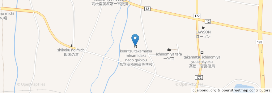 Mapa de ubicacion de 県立高松南高等学校 en Japon, Préfecture De Kagawa, 高松市.