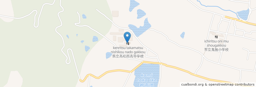Mapa de ubicacion de 県立高松西高等学校 en ژاپن, 香川県, 高松市.