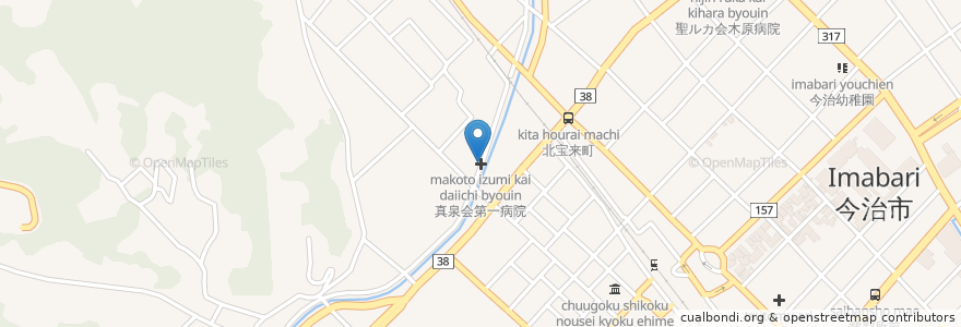 Mapa de ubicacion de 真泉会第一病院 en Giappone, Prefettura Di Ehime, 今治市.