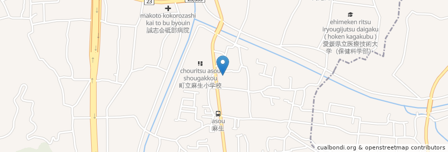 Mapa de ubicacion de 砥部町麻生児童館 en Japan, 愛媛県, 伊予郡, 砥部町.