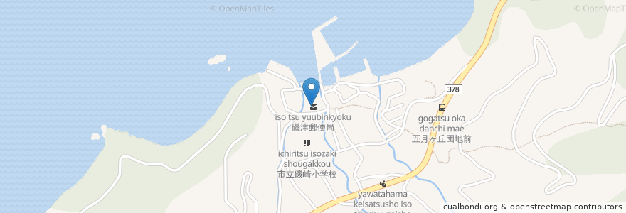 Mapa de ubicacion de 磯津郵便局 en Jepun, 愛媛県, 八幡浜市.