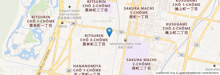 Mapa de ubicacion de 栗林病院 en Jepun, 香川県, 高松市.