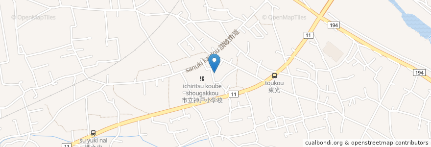 Mapa de ubicacion de 神戸幼稚園 en Japan, 愛媛県, 西条市.