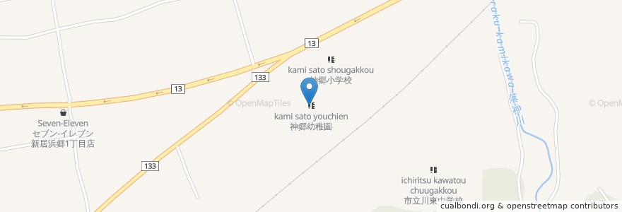 Mapa de ubicacion de 神郷幼稚園 en ژاپن, 愛媛県, 新居浜市.