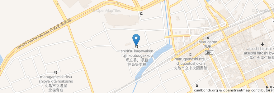 Mapa de ubicacion de 私立香川県藤井高等学校 en Japão, 香川県, 丸亀市.