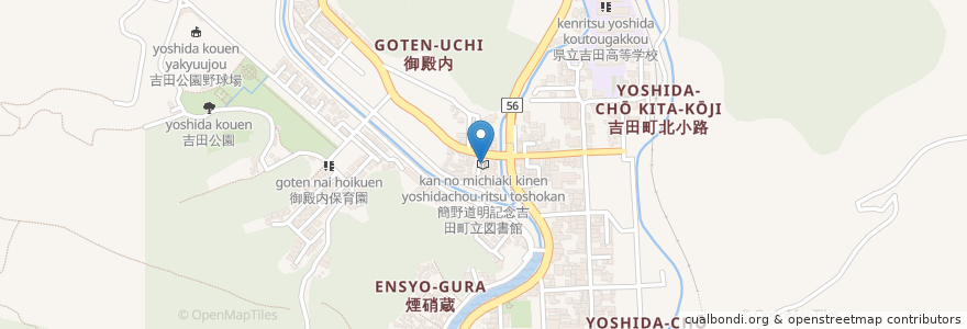 Mapa de ubicacion de 簡野道明記念吉田町立図書館 en Japan, Präfektur Ehime, 宇和島市.