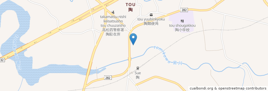 Mapa de ubicacion de 綾南町国民健康保険陶病院 en 日本, 香川县, 绫歌郡, 绫川町.