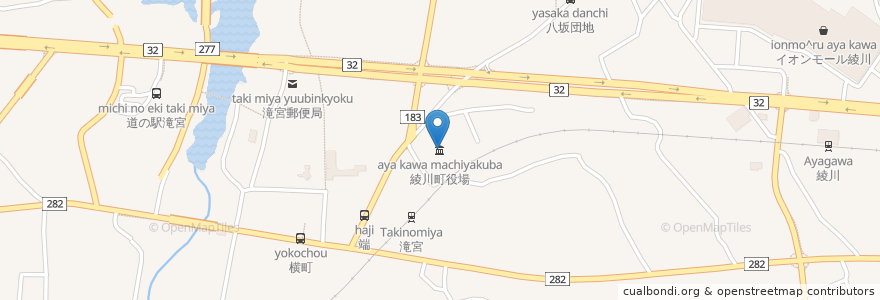 Mapa de ubicacion de 綾川町役場 en ژاپن, 香川県, 綾歌郡, 綾川町.