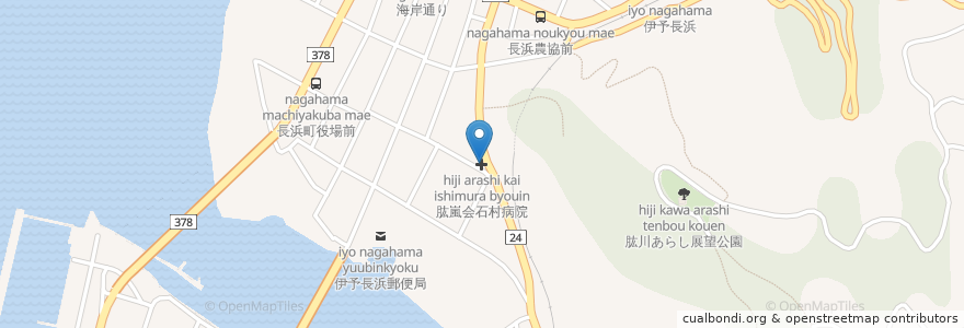 Mapa de ubicacion de 肱嵐会石村病院 en Giappone, Prefettura Di Ehime, 大洲市.