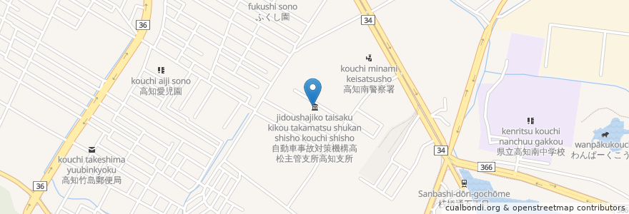 Mapa de ubicacion de 自動車事故対策機構高松主管支所高知支所 en 일본, 고치현, 고치시.