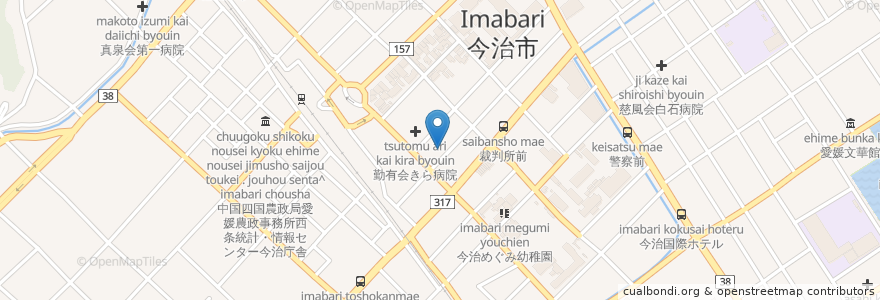 Mapa de ubicacion de 若葉幼稚園 en Japón, Prefectura De Ehime, 今治市.