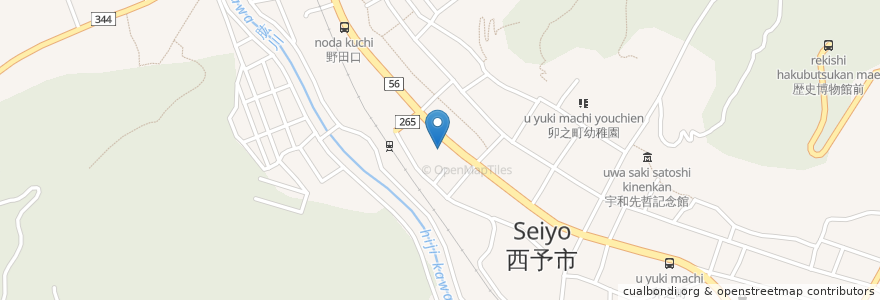 Mapa de ubicacion de 西予市役所 en 日本, 愛媛県, 西予市.