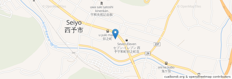 Mapa de ubicacion de 西予警察署 en اليابان, 愛媛県, 西予市.