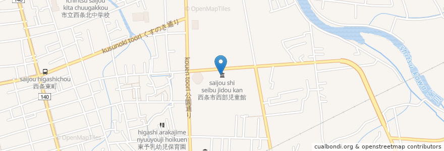 Mapa de ubicacion de 西条市児童館 en Japan, 愛媛県, 西条市.