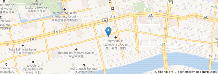 Mapa de ubicacion de 見元会見元回生病院 en Jepun, 高知県, 高知市.