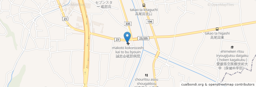 Mapa de ubicacion de 誠志会砥部病院 en 日本, 愛媛県, 伊予郡, 砥部町.