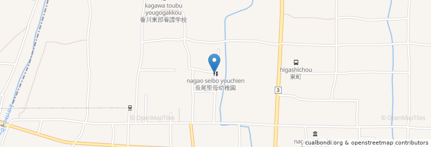 Mapa de ubicacion de 長尾聖母幼稚園 en Japón, Prefectura De Kagawa, さぬき市.