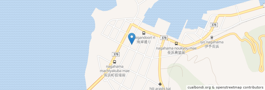 Mapa de ubicacion de 長浜乳児保育所 en Japon, Préfecture D'Ehime, 大洲市.