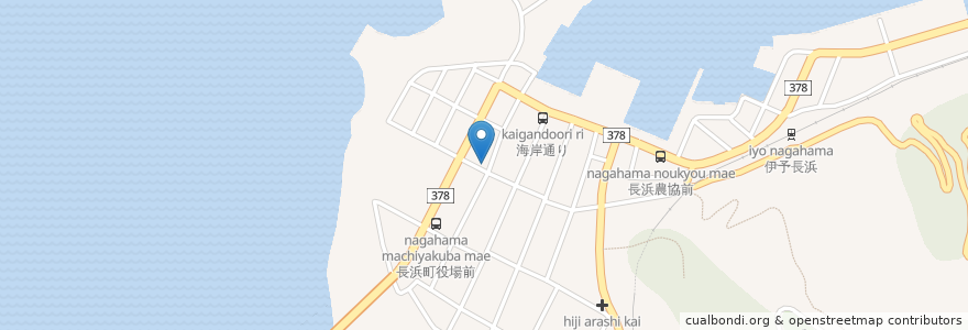 Mapa de ubicacion de 長浜保育所 en Japon, Préfecture D'Ehime, 大洲市.