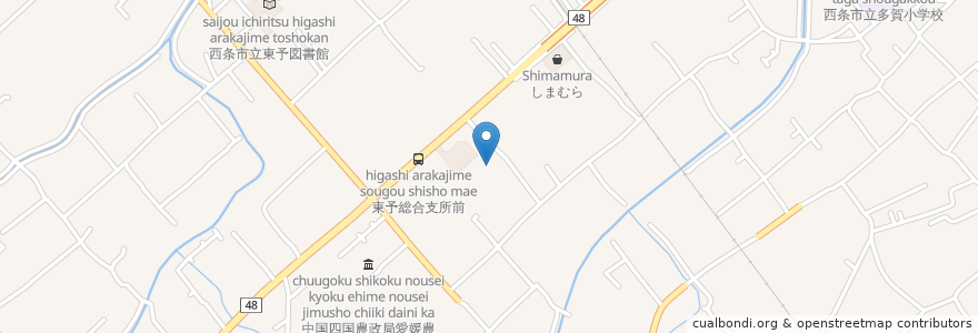 Mapa de ubicacion de 門の内会渡部内科病院 en Japan, Präfektur Ehime, 西条市.