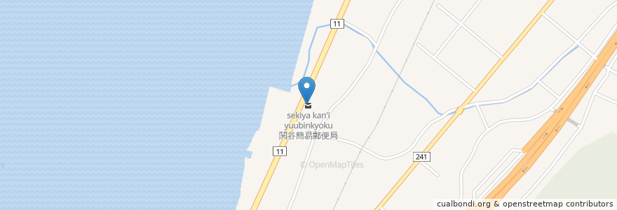 Mapa de ubicacion de 関谷簡易郵便局 en 日本, 香川县, 观音寺市.