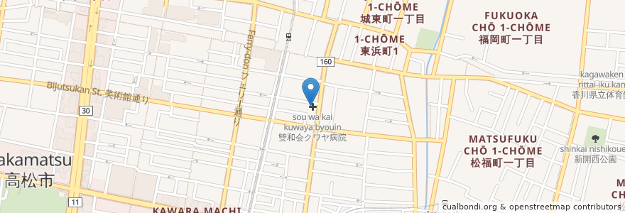 Mapa de ubicacion de 雙和会クワヤ病院 en 일본, 가가와현, 高松市.