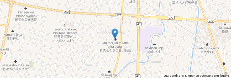 Mapa de ubicacion de 青冥会ミタニ藤田病院 en ژاپن, 香川県, 高松市.